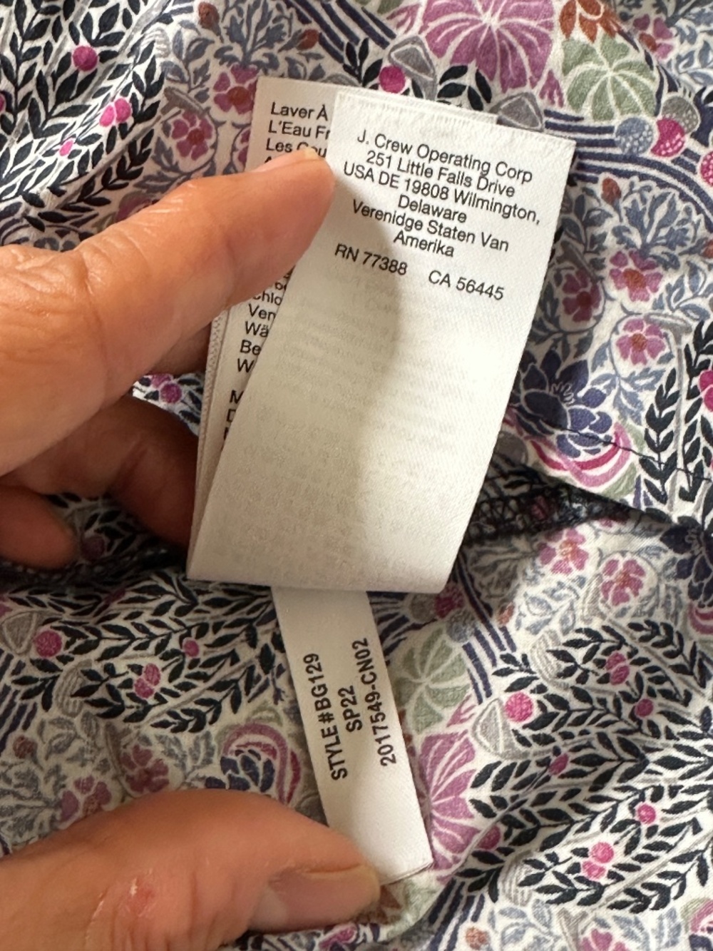 J. Crew Tie-Sleeve Button-Front Organic Cotton Dress Liberty Club Nouveau Print - Picture 15 of 15
